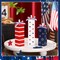 3 Pcs Patriotic Wooden Block Sign Memorial Day Decorations 4th of July Table Decor Red White Blue Tabletop Centerpieces Independence Day Tiered Tray Decor for Home Shelf(Rustic Style)